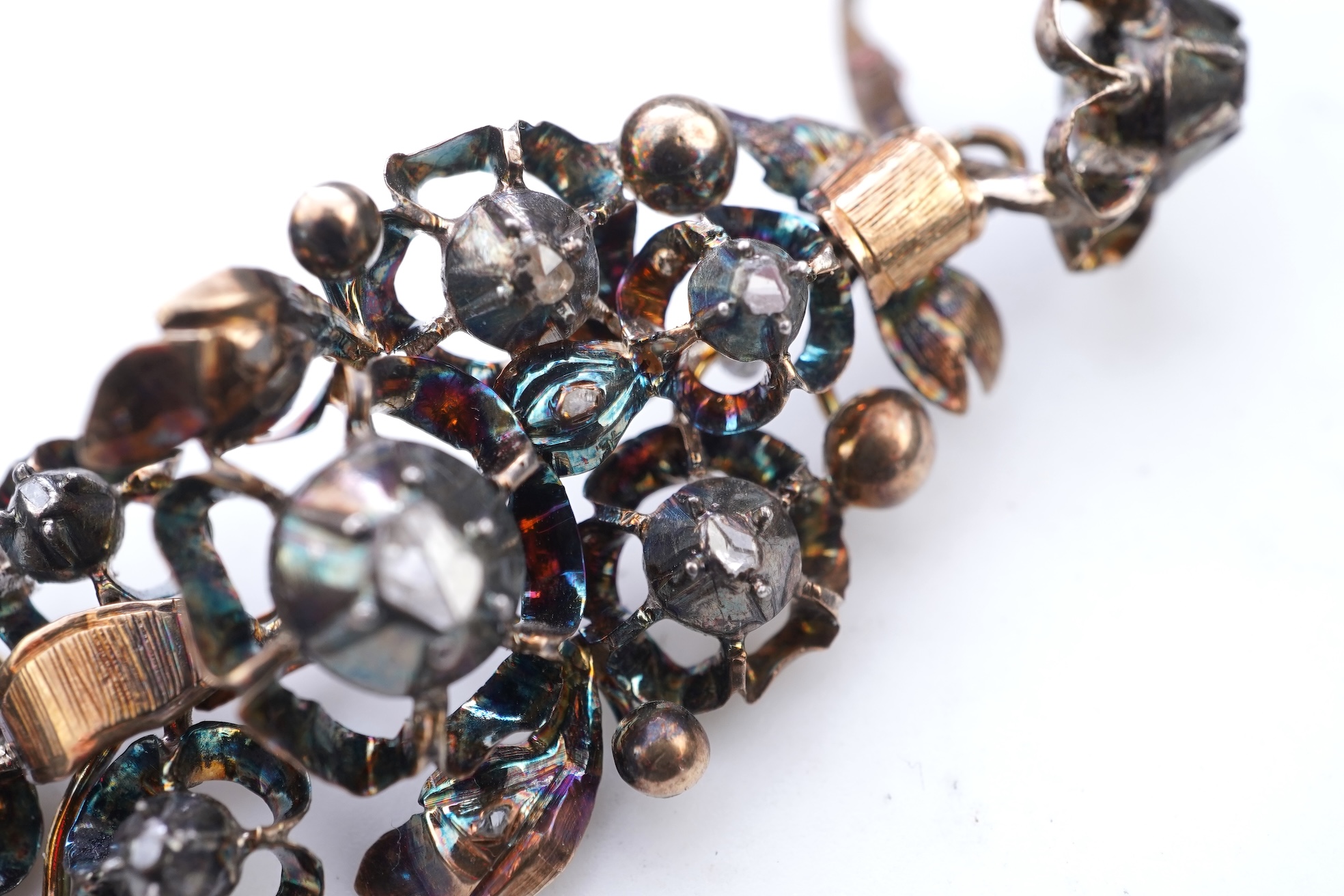 A pair of diamond earrings, probably Southern Italy, 19th century